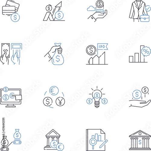 Retirement management line icons collection. Retirement, Planning, Savings, Investments, Portfolio, Pension, Social Security vector and linear illustration. Retirement Generative AI