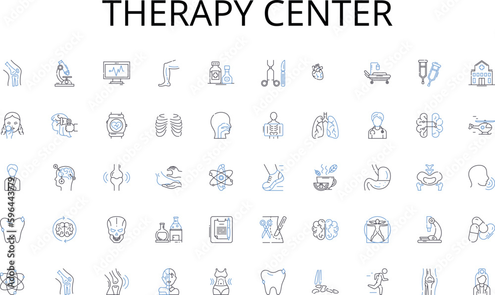 Fototapeta Therapy center line icons collection. Success, Growth, Revenue, Innovation, Strategy, Investment, Expansion vector and linear illustration. Market,Potential,Sustainability outline signs Generative AI