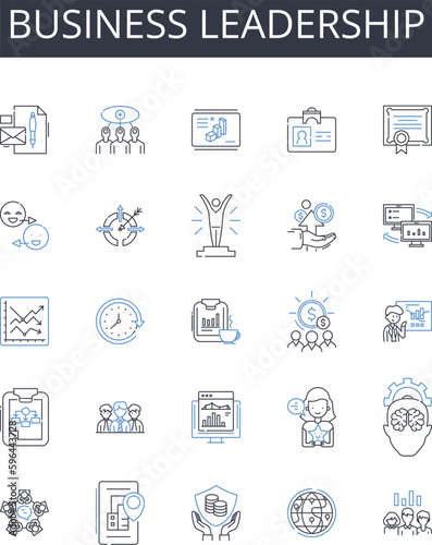 Business leadership line icons collection. Team management  Project coordination  Brand representation  Personnel supervision  Organizational direction  Operational management  Strategic Generative AI