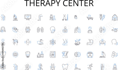 Therapy center line icons collection. Success, Growth, Revenue, Innovation, Strategy, Investment, Expansion vector and linear illustration. Market,Potential,Sustainability outline signs Generative AI