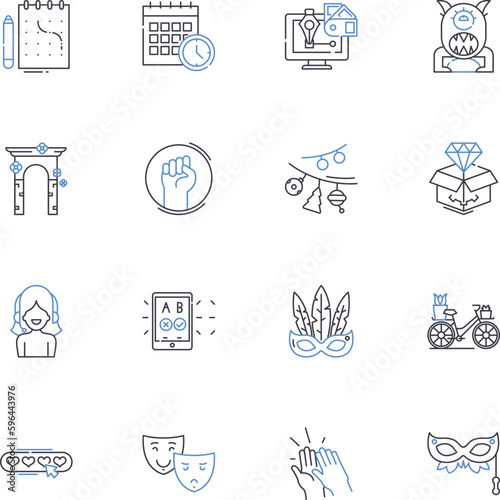 impressionism art line icons collection. Light, Color, Brushstrokes, Atmosphere, Outdoor, Nature, Movement vector and linear illustration. Impression,Sensation,Vivid outline signs set Generative AI