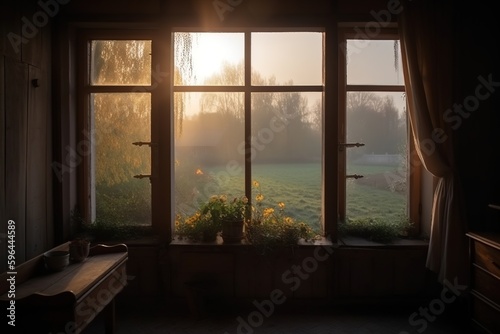 view from the window of an old house