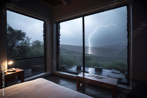 Thunderstorms roll through in the afternoons  bringing bursts of rain and flashes of lightning  followed by the calming sound of rainfall tapping against the windows and the scent of wet earth.