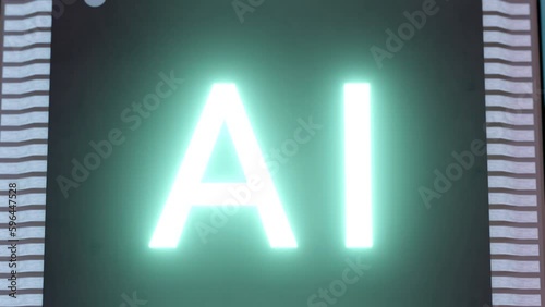AI Microchips activated. Artificial Intelligence, cinematic 3D. Processor.