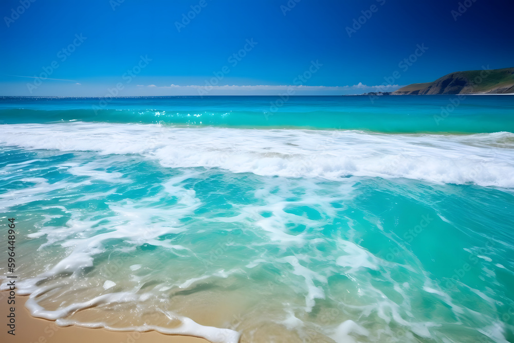 The sparkling blue ocean, with its waves crashing against the sandy shore and the warm sun shining overhead, is a sight that embodies the essence of summer