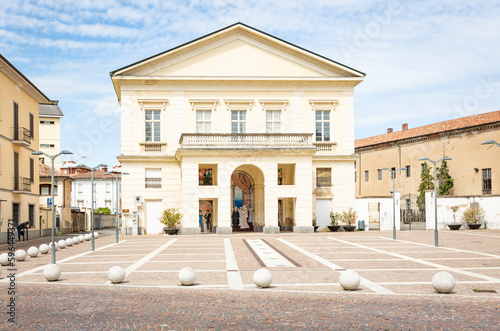 the theater at the Vittorio Emanuele II Square in Mortara, Province of Pavia, region of Lombardy, Italy photo