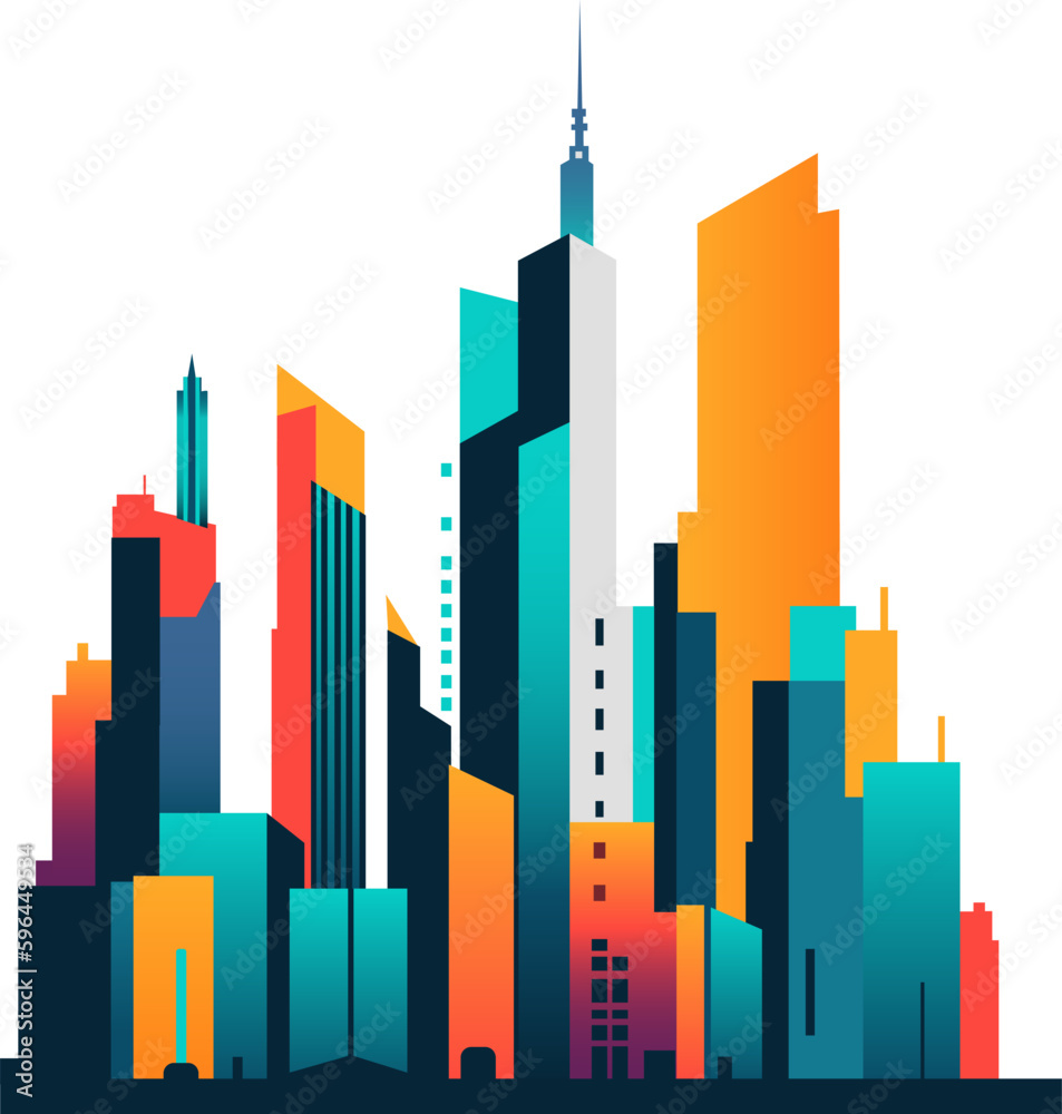 City landscape. Colorful vector illustration.