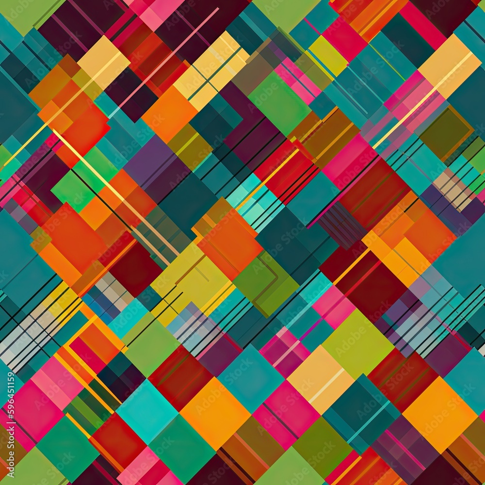 Tartan patterns in various colors wrapping paper created with generative AI technology