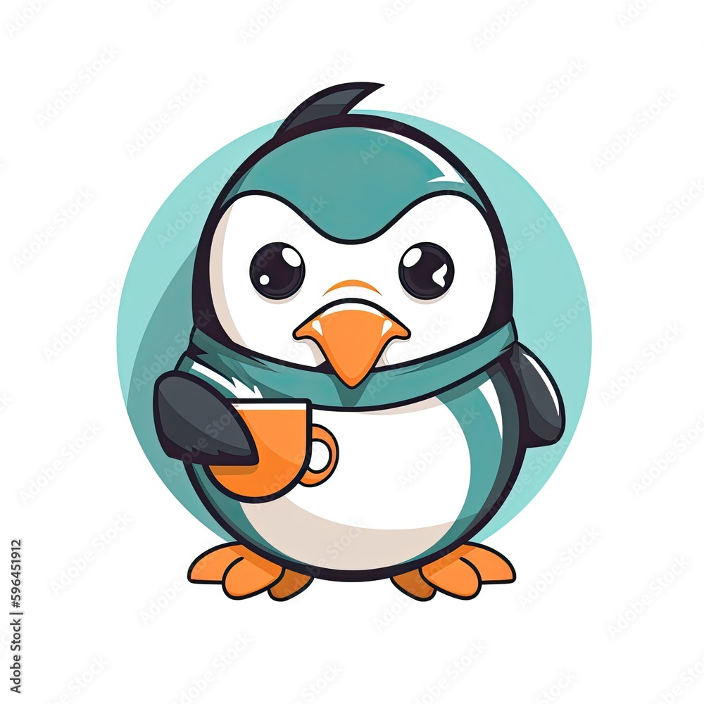 Obraz premium cheerful penguin holding a cup