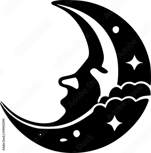 Moon | Black and White Vector illustration