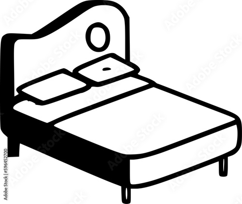 Bed - Black and White Isolated Icon - Vector illustration