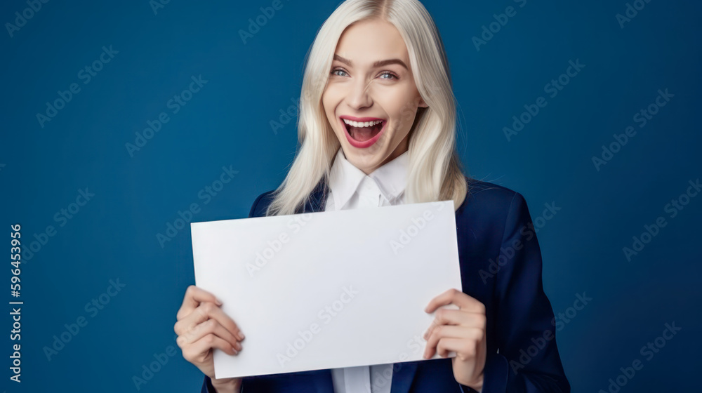 Frau zeigt Tafel Mockup Freude Verkäuferin Werbung Illustration (Generative AI) Digital Art Background Cover Hintergrund Frau zeigt Tafel Mockup Freude Verkäuferin Werbung Illustration (Generative AI) Digital Art Background Cover Hintergrund
