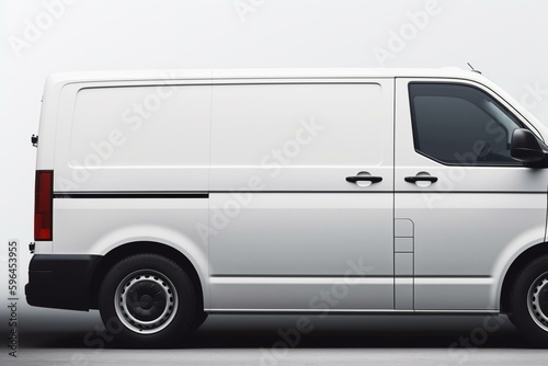 A compact urban cargo van against a white background. Generative AI