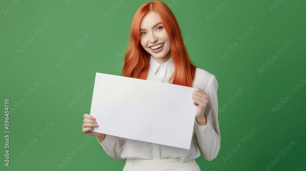 Frau zeigt Tafel Mockup Freude Verkäuferin Werbung Illustration (Generative AI) Digital Art Background Cover Hintergrund Frau zeigt Tafel Mockup Freude Verkäuferin Werbung Illustration (Generative AI) Digital Art Background Cover Hintergrund