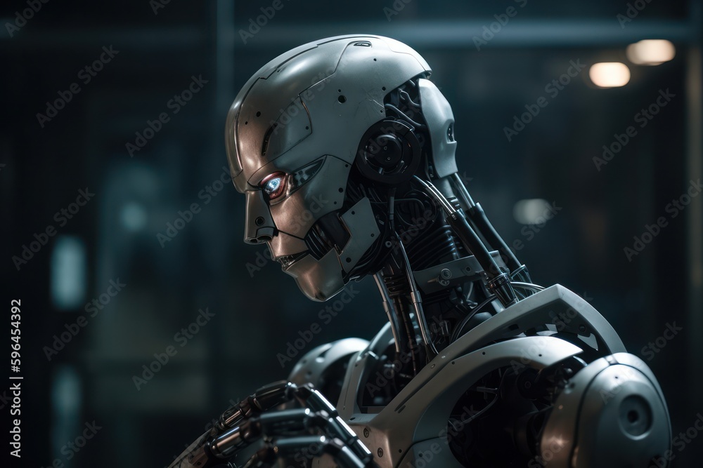 Fototapeta premium Headshot of a futuristic AI robot. Generative AI