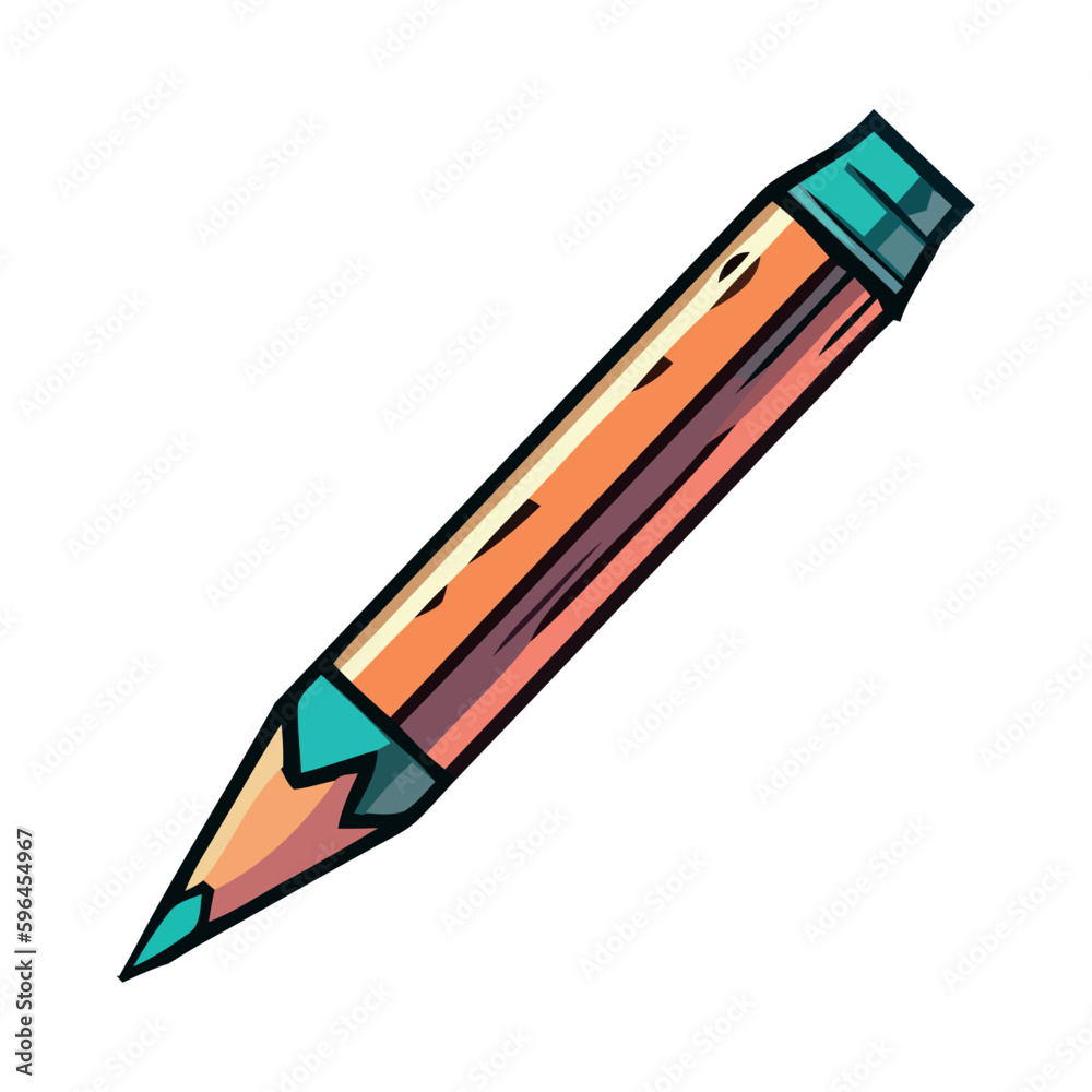 Yellow pencil sketch with blue point Yellow pencil sketch with blue point