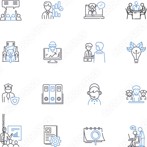 Persuasion skills line icons collection. Influence, Charm, Authority, Manipulation, Negotiation, Communication, Credibility vector and linear illustration. Generative AI