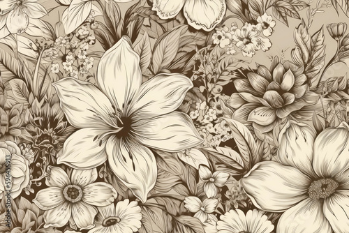 Wallpaper Mural vintage sepia flowers background Torontodigital.ca