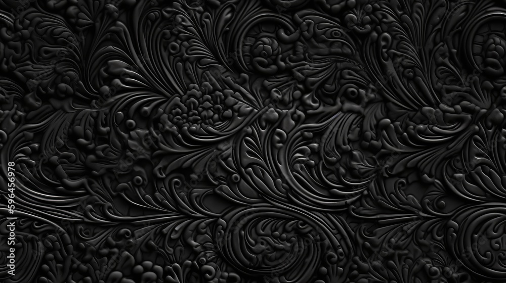 Black Tile Paisley like Gothic Design