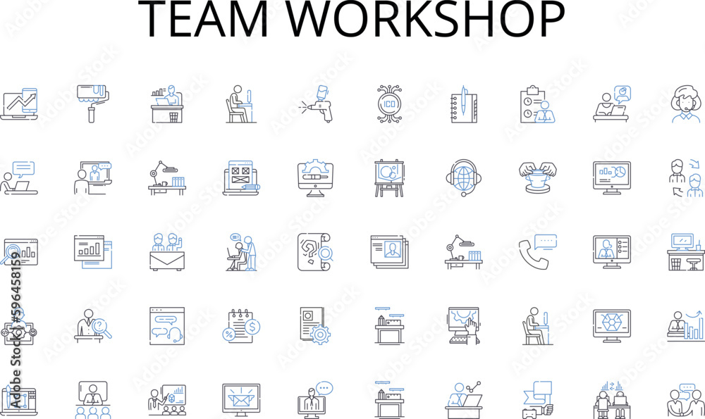 Team workshop line icons collection. Wealth, Investment, Saving, Finance, Capital, Portfolio, Interest vector and linear illustration. Dividend,Asset,Equity outline signs set Generative AI Team workshop line icons collection. Wealth, Investment, Saving, Finance, Capital, Portfolio, Interest vector and linear illustration. Dividend,Asset,Equity outline signs set Generative AI