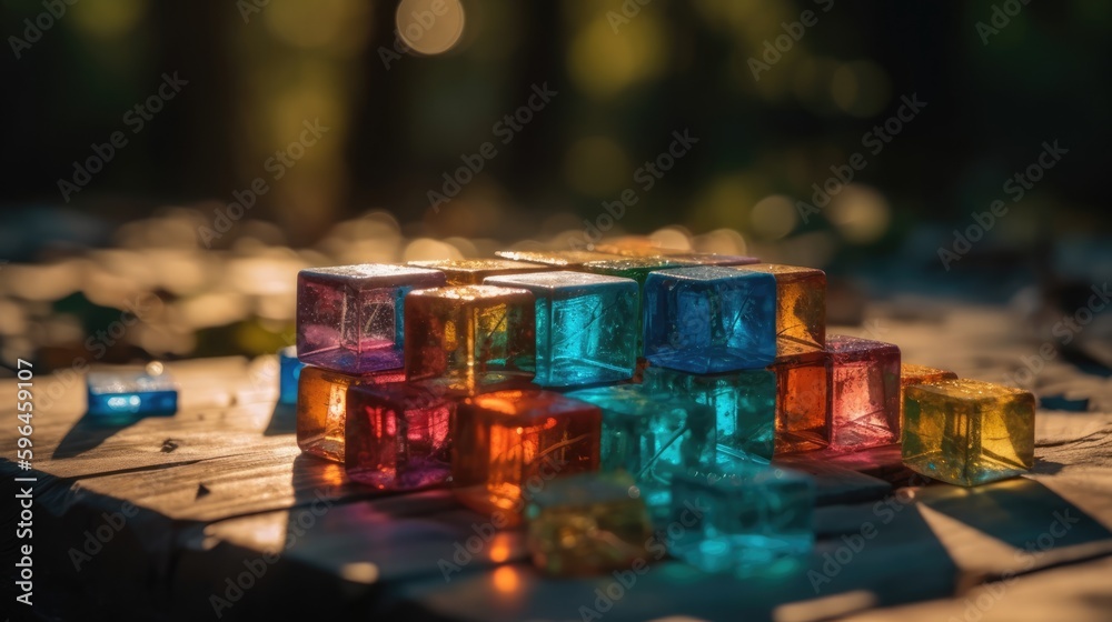 Captivating Colorful Glass Cubes Background, Abstract Geometric Design, Vibrant Mosaic Art, Modern Aesthetic, Visual Texture, Generative AI Illustration Captivating Colorful Glass Cubes Background, Abstract Geometric Design, Vibrant Mosaic Art, Modern Aesthetic, Visual Texture, Generative AI Illustration