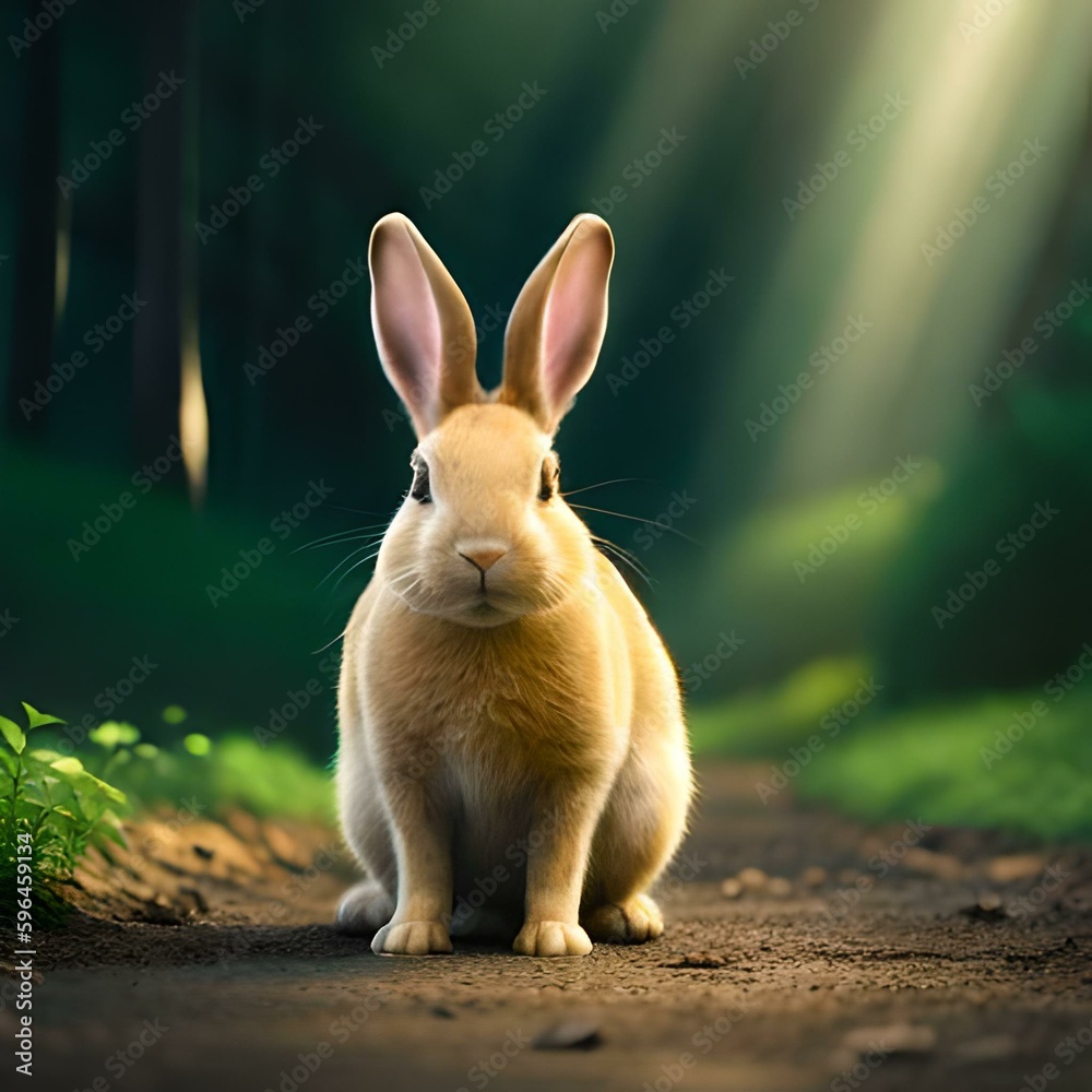 white rabbit on the grass