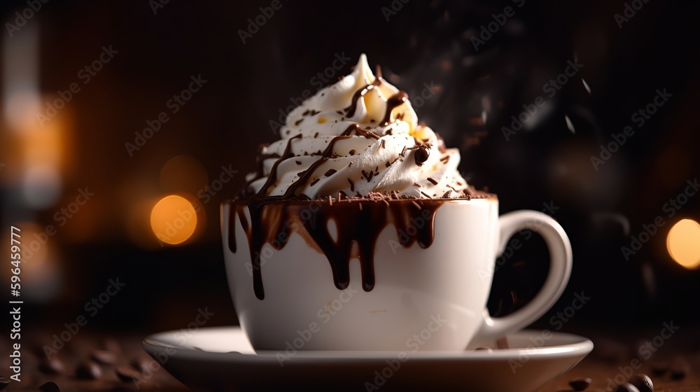 A steaming cup of mocha with whipped cream A steaming cup of mocha with whipped cream