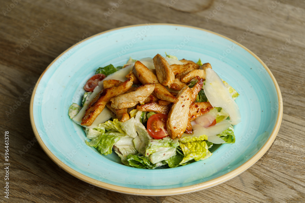 Caesar Salad with Grilled Chicken Stripes Caesar Salad with Grilled Chicken Stripes