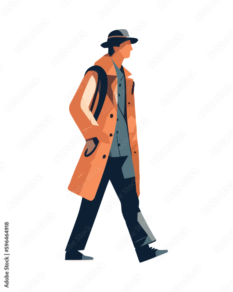 One businessman walking with elegance in autumn One businessman walking with elegance in autumn