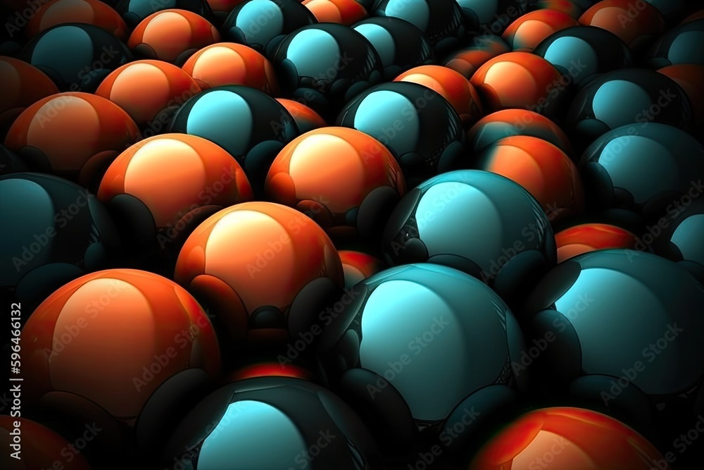 Obraz premium Colorful Collection of Balls in Orange and Blue. Generative AI