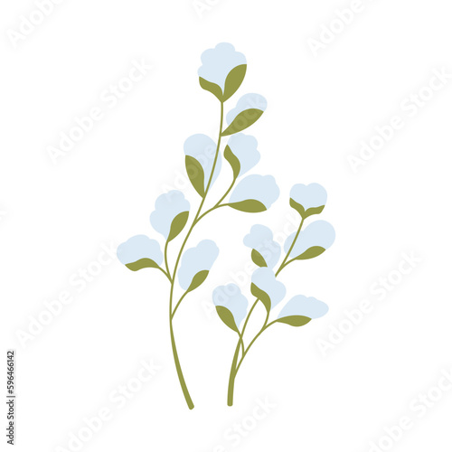 Wild flower vector flat illustration. Decorative floral design elements