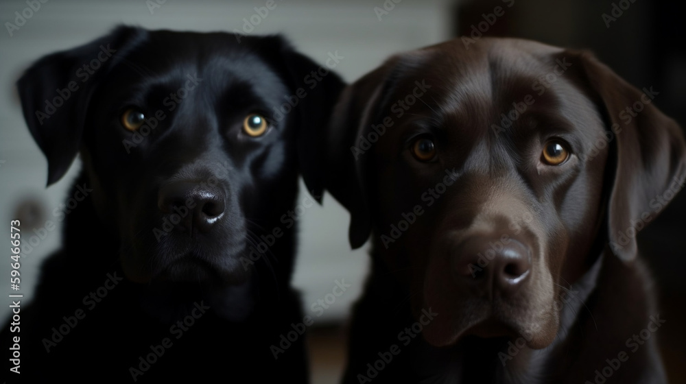 dark muzzle labrador dog and cat Scottish, Generative Ai dark muzzle labrador dog and cat Scottish, Generative Ai