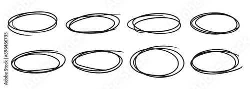 Vector set of scribble doodle frames. Geometric round border isolated on white background