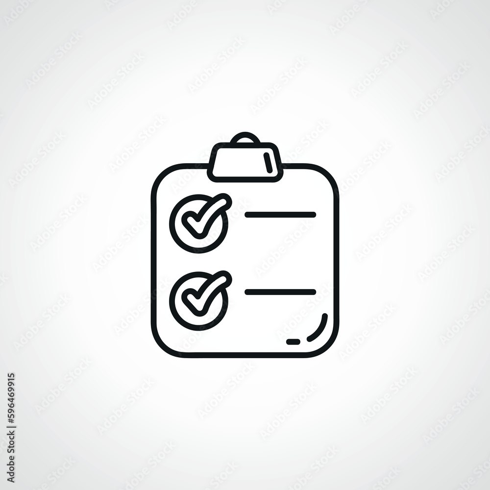 Checklist line icon. Clipboard with checkmarks line icon. List with ticks. Survey to do list outline icon. Checklist line icon. Clipboard with checkmarks line icon. List with ticks. Survey to do list outline icon.