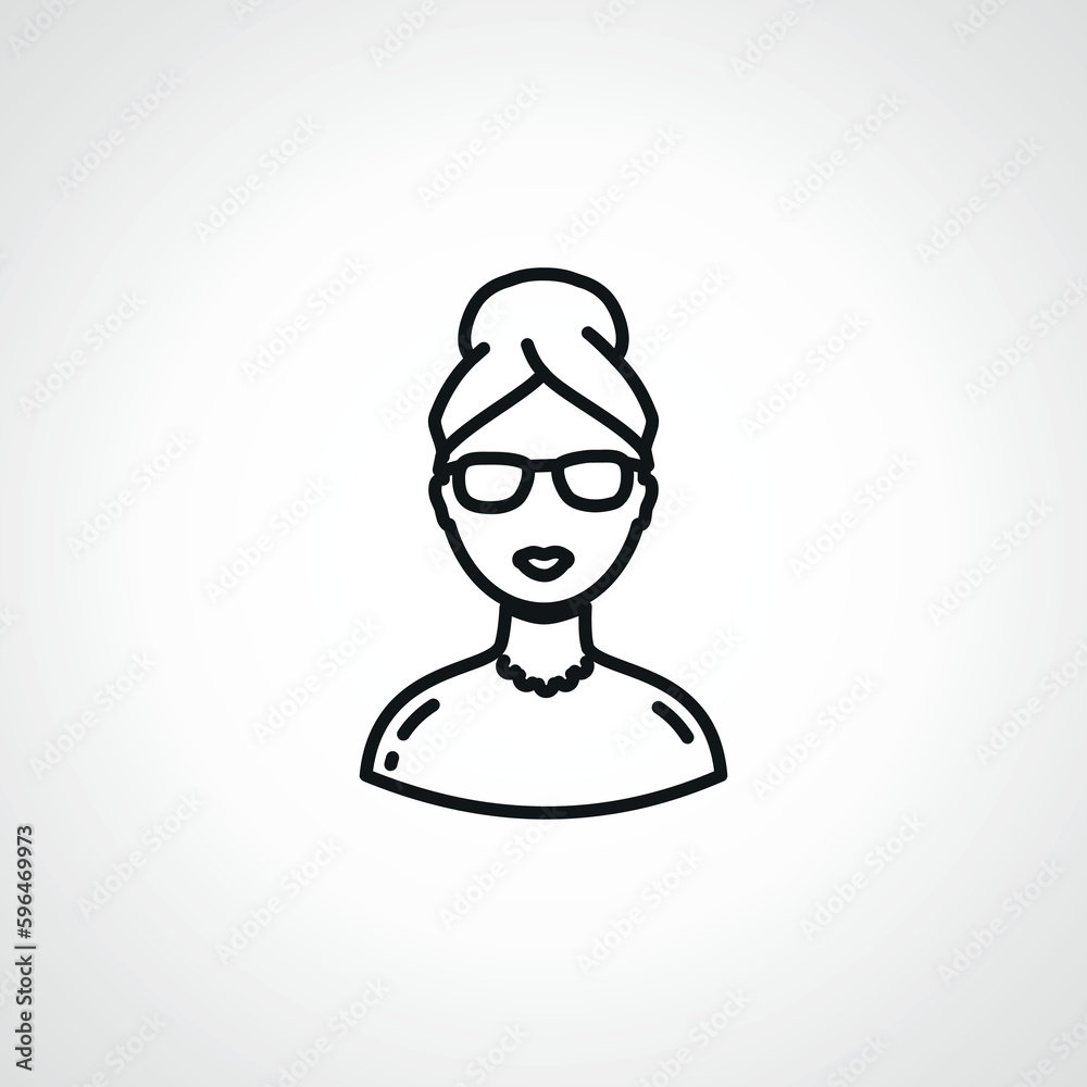 female avatar line icon. businesswoman outline icon.