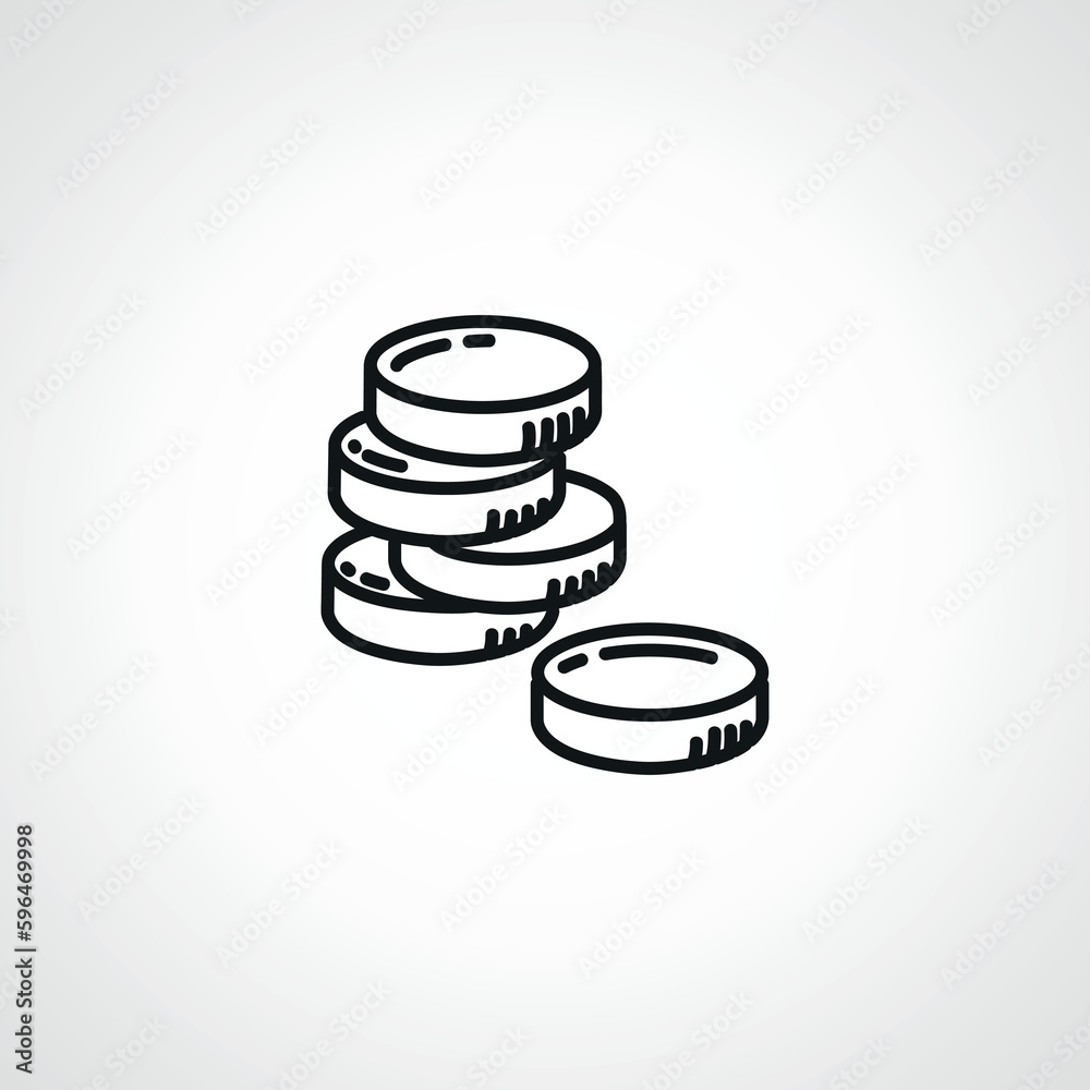 coin outline icon. Coins line Icon. coin outline icon. Coins line Icon.