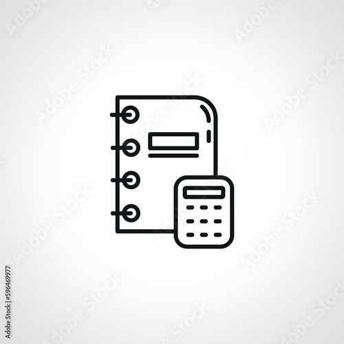 accountant line icon. calculator with notebook line icon.
