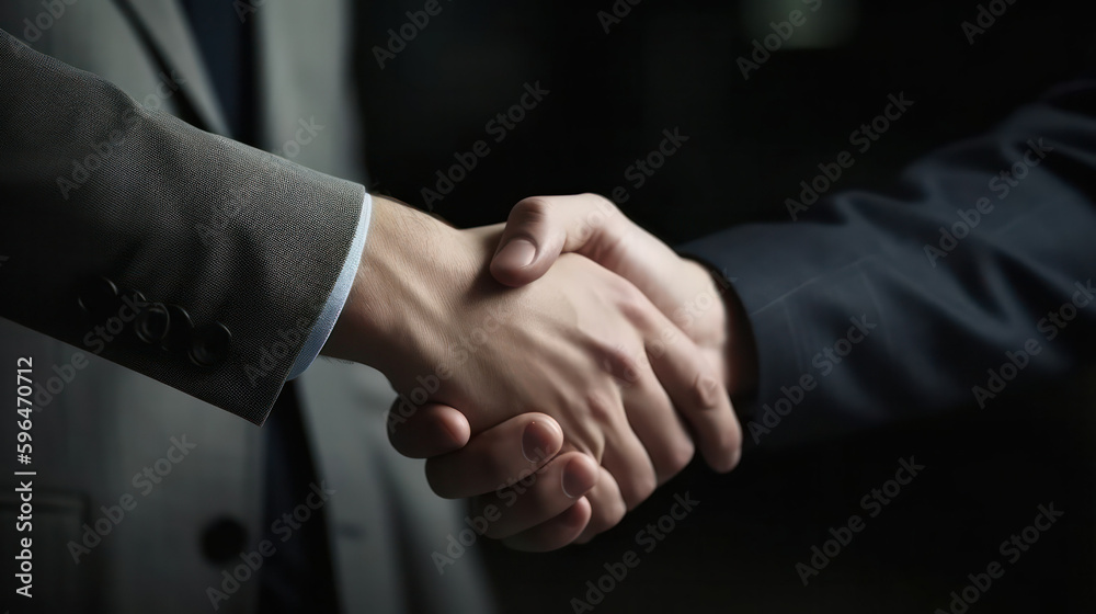 Handshake business concept. Neural network AI generated.