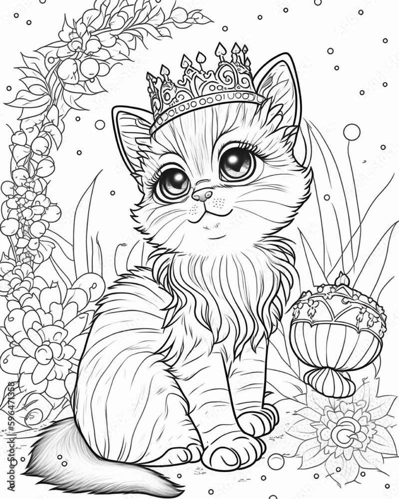 Obraz premium Coloring page for kids Cat Kitty 