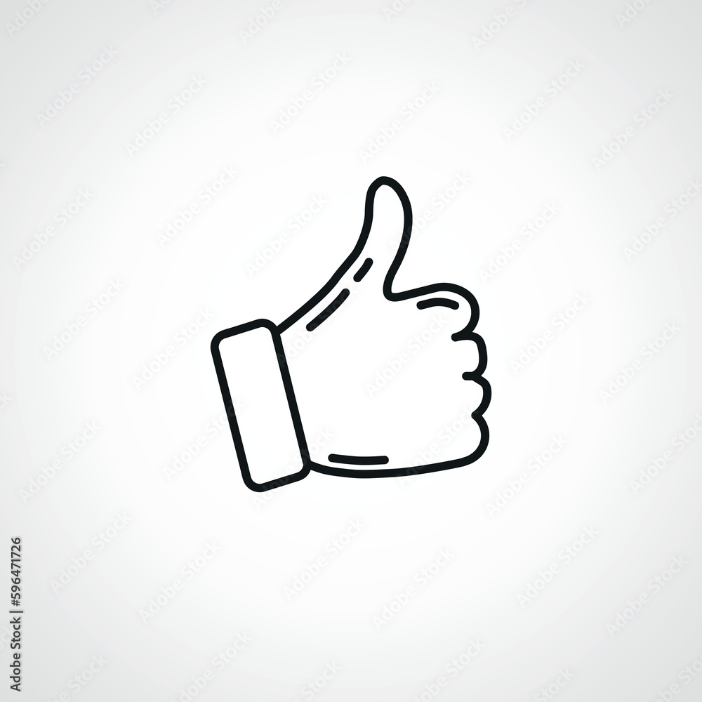 Like icon. Hand like. Thumb up outline icon Like icon. Hand like. Thumb up outline icon