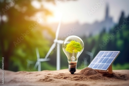 Using technology of renewable resources to reduce pollution and carbon emissions is the future of environmental conservation, generative ai photo
