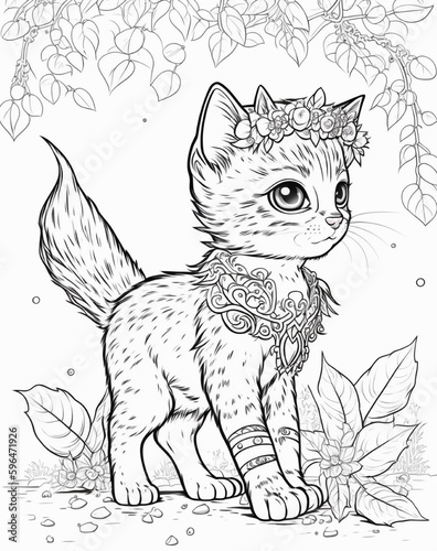 Coloring page for kids Cat Kitty  photo