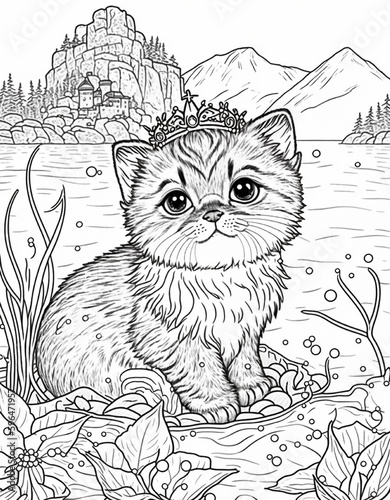 Coloring page for kids Cat Kitty  photo