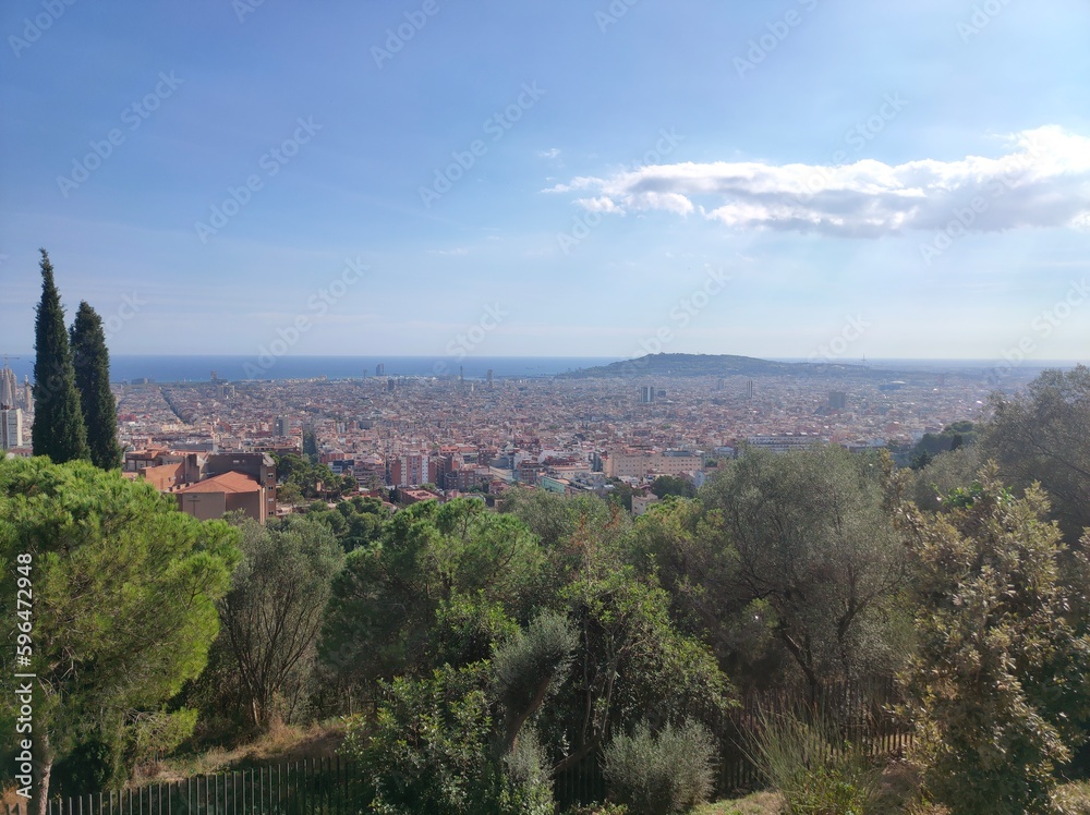 View of Barcelona from the mountains