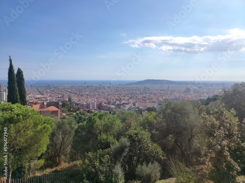 View of Barcelona from the mountains