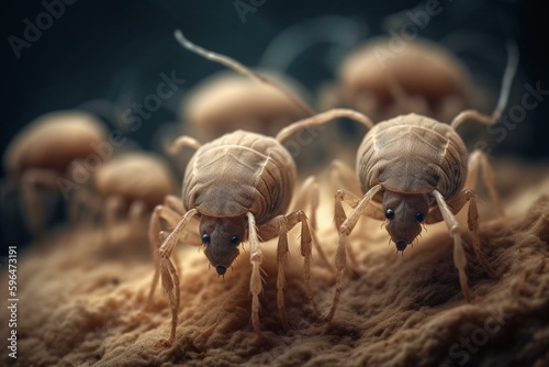 Group of dust mites 2. Generative AI photo