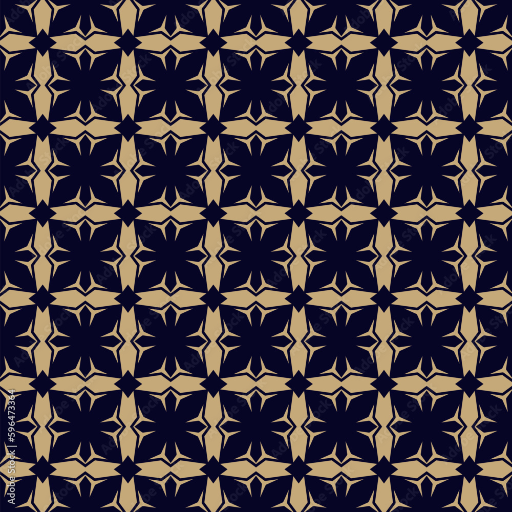 Elegant golden geometric floral ornament. Vector seamless pattern with  flower silhouettes, grid, lattice, repeat tiles. Luxury ornamental gold and  black background texture. Repeated decorative design Stock Vector | Adobe  Stock