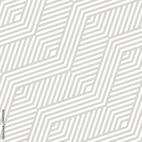 Vector geometric lines pattern. Abstract gray and white striped texture. Simple minimal ornament with intersecting stripes  chevron  zig zag. Subtle modern linear background. Trendy repeat design