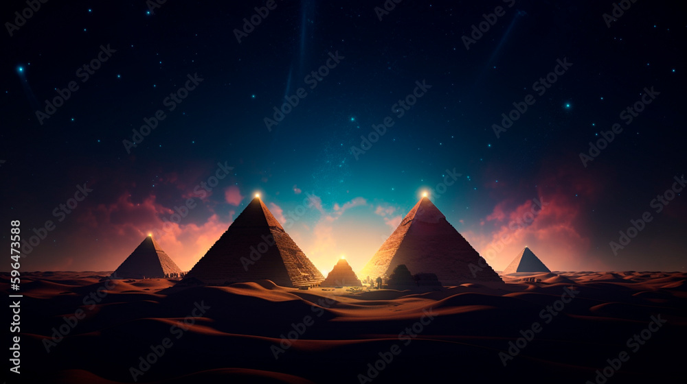 Egyptian pyramids are present in this future desert environment at ...