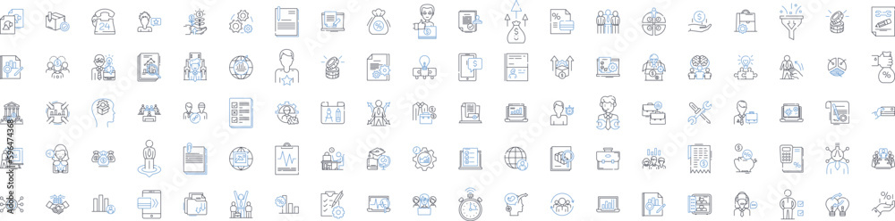 Capital line icons collection. Invest, Economy, Wealth, Financial, Resources, Growth, Opportunity vector and linear illustration. Funding,Expansion,Market outline signs set Generative AI
